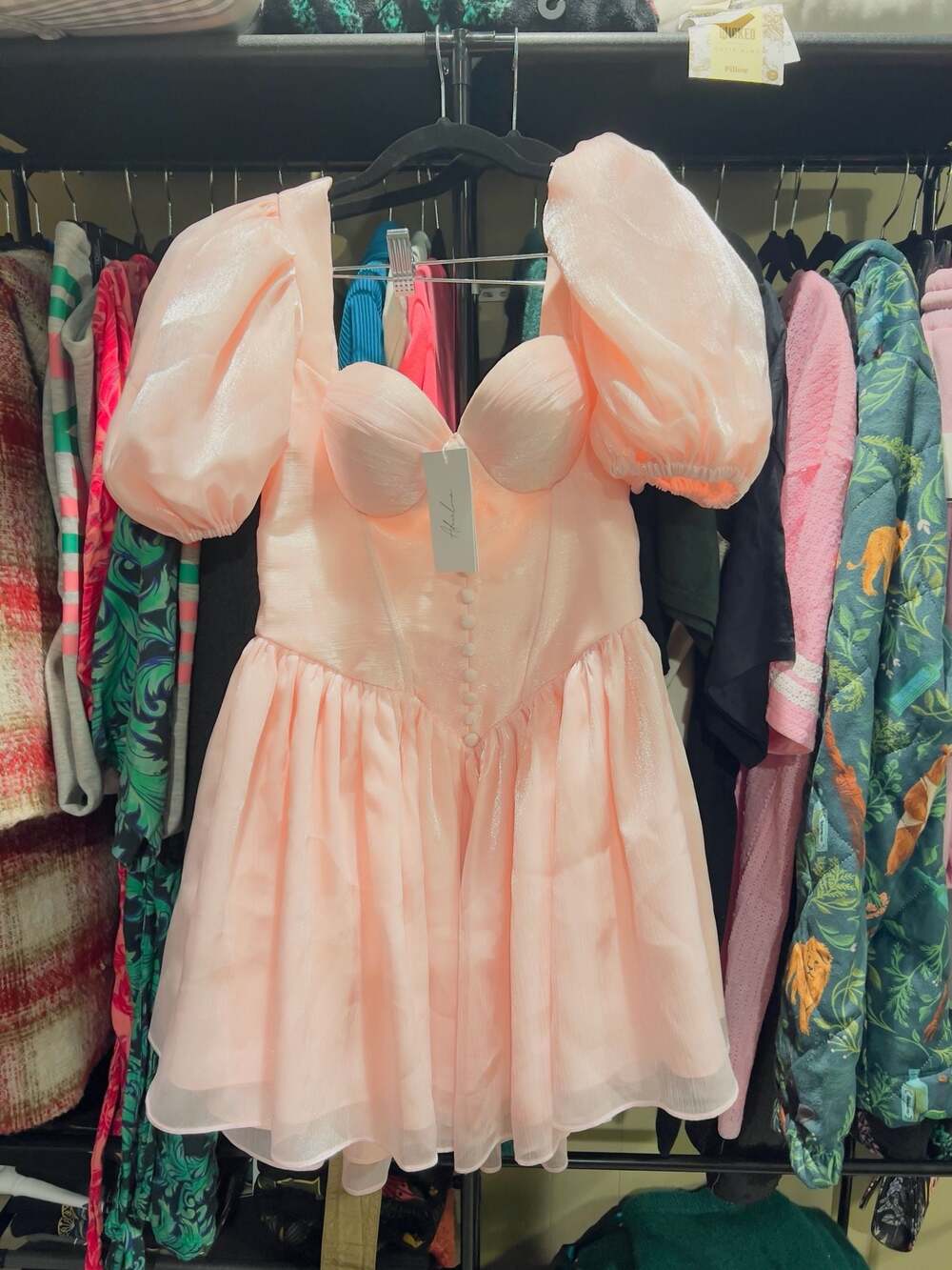 Adeirlina Pink Corset Puff Sleeve Mini Dress Size S